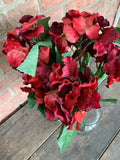 19" Red Velvet Hydrangea Bush x7 - Burgundy