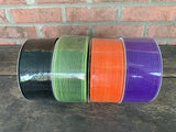 2.5"x25yds Mesh Ribbon - Purple Orange Green Black Halloween