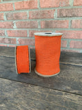 1.5" or 6"x10yd Orange Glitter Burlap Wired Ribbon