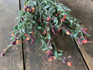 22" Flocked Plum Peach Berry Bush x5