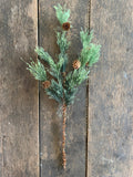 24" Deluxe Smokey Pine Spray with Pinecones