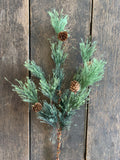 24" Deluxe Smokey Pine Spray with Pinecones