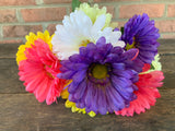 19" Gerbera Daisy Bush x12 - Purple Pink White Yellow