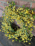 29" Forget Me Not & Berry Wreath - Yellow