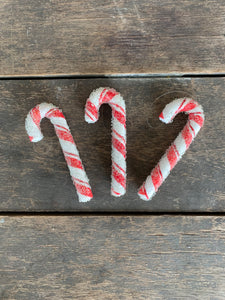 12 pcs - 6" Frosted Candy Cane Ornament with Plastic Hanger