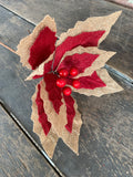 10"x20" Burlap Poinsettia