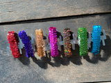 Colored Sequin Corsage Bracelet with Metal Kaber Clip