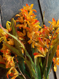 21" Satin Freesia Bush x9 - Orange Yellow