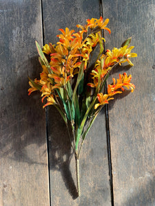 21" Satin Freesia Bush x9 - Orange Yellow