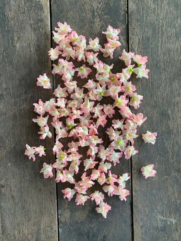 2 COLORS - 100 pcs Flower Heads - White Apple Blossom - Pink Peach Blossom