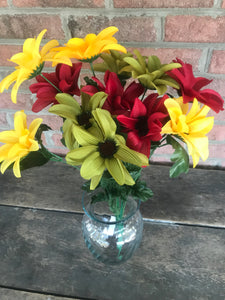 18" Dahlia Bush x12 - Green Burgundy Yellow