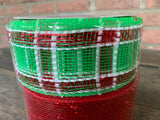 2.5"x25yds Metallic Mesh Ribbon - Christmas Plaid Red