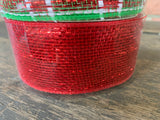 2.5"x25yds Metallic Mesh Ribbon - Christmas Plaid Red