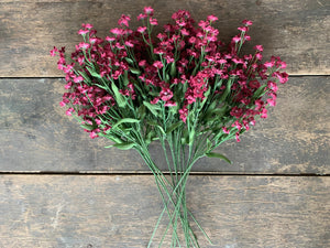 12 Stems - 18" Raspberry Baby's Breath Bush