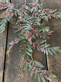 30" Fern Spray with Snow and Red Berries