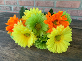 19" Gerbera Daisy Bush x12 - Yellow Green Orange