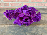 19" Dark Purple Open Rose Bush x14 with Water Droplets