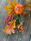 Set of 2 16" Pumpkin Berry Maple Oak Leaf Spray