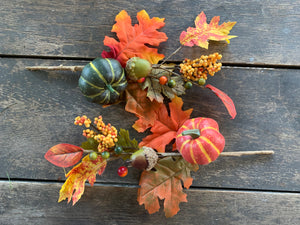 Set of 2 17" Pumpkin Oak Leaf Acorn Pick