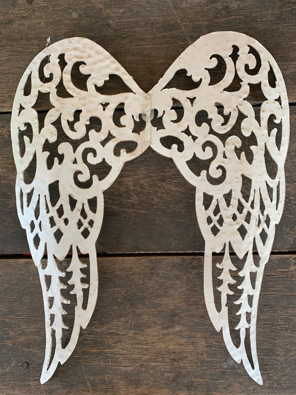 Large Antique Cream Metal Wings