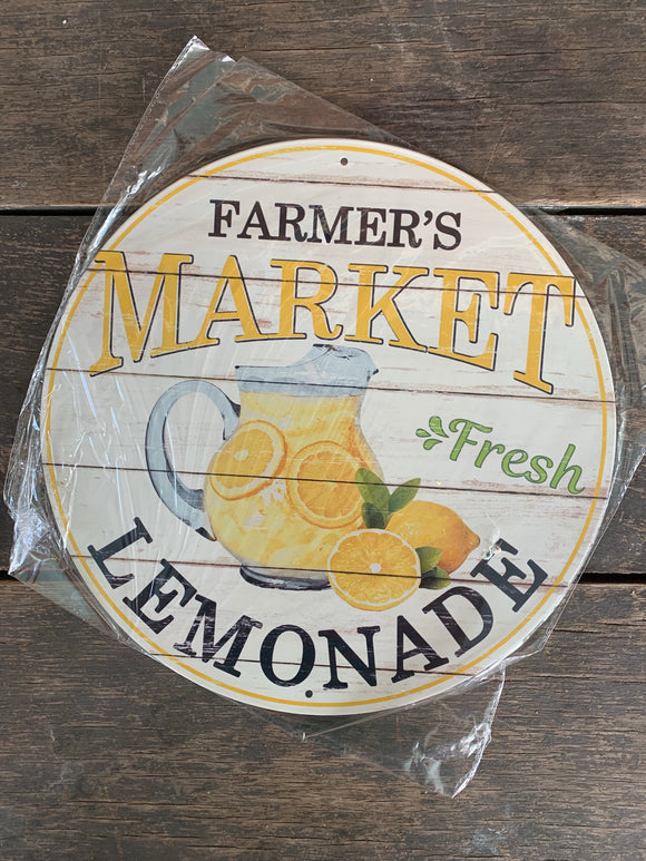 Farmers Market Fresh Lemonade Metal Wreath Sign