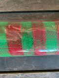 Striped Metallic Mesh Red/Green 21” X 10 Yards